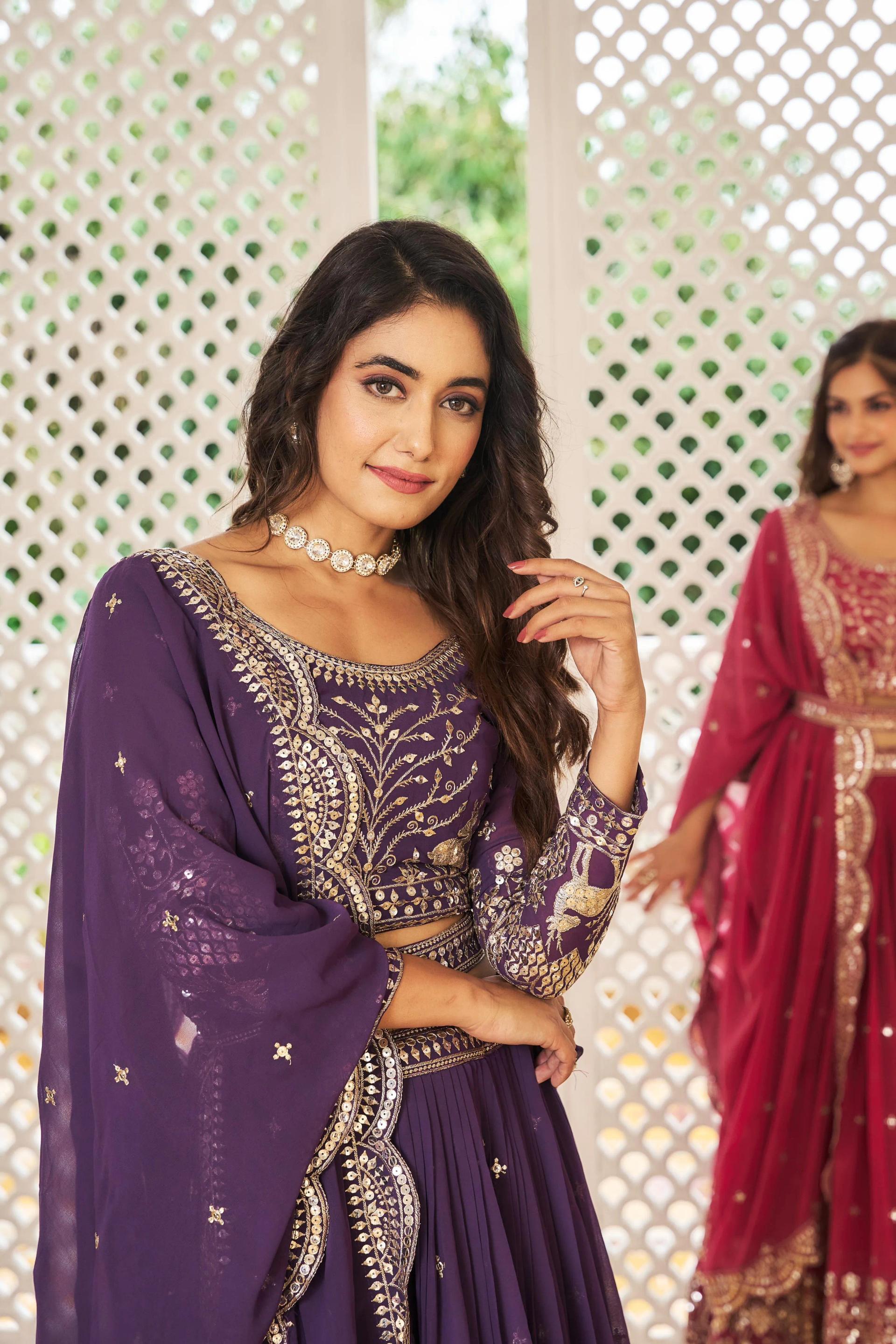 Heavy Fox Georgette Lehenga Choli with Sequence Embroidery - Image 6 in Surat