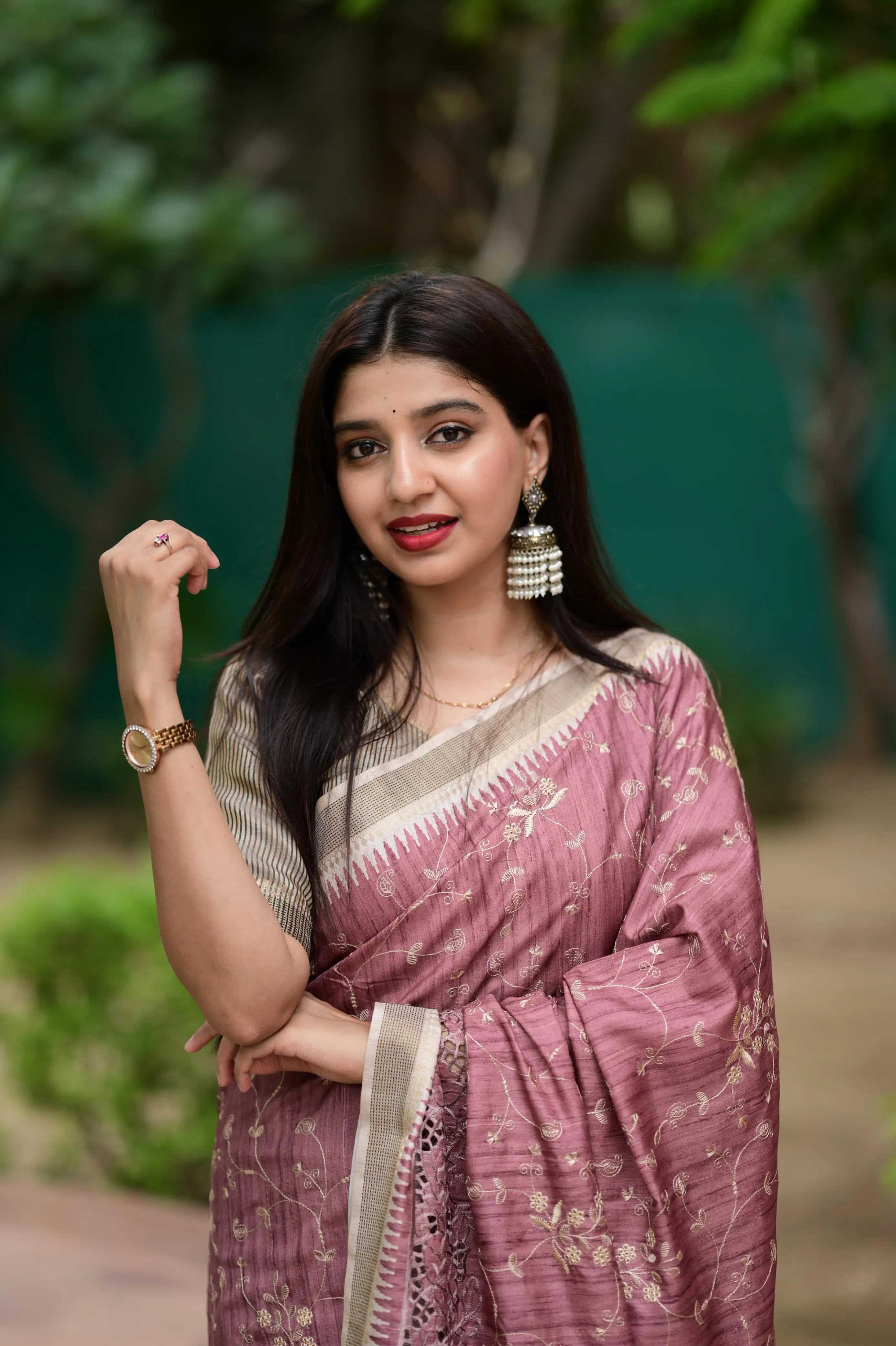 Soft Cotton Tusser Premium Saree - Image 10 in Surat