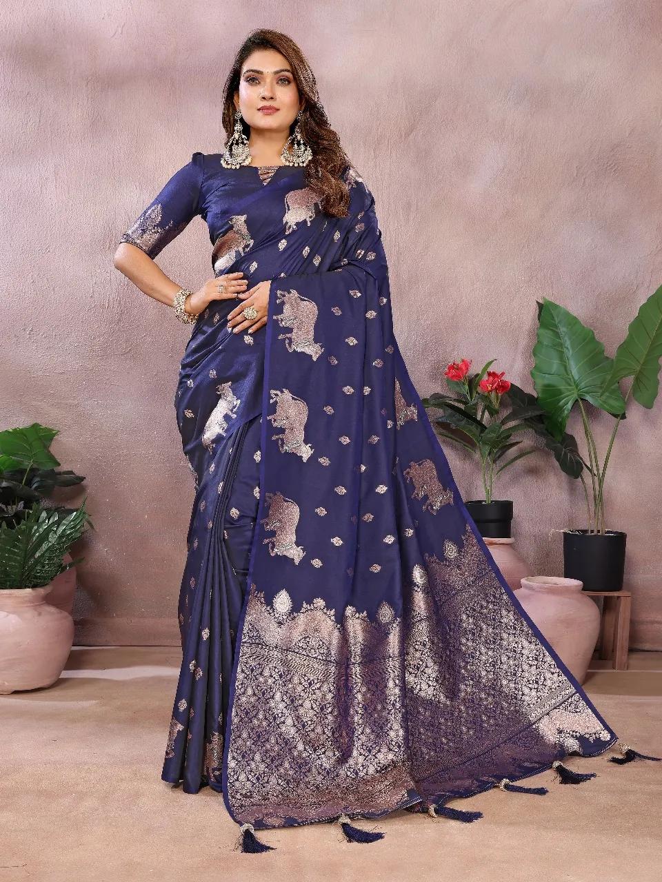 Pure Banarasi Silk Saree with Soft Gala Weaving Work - Image 11 in Surat