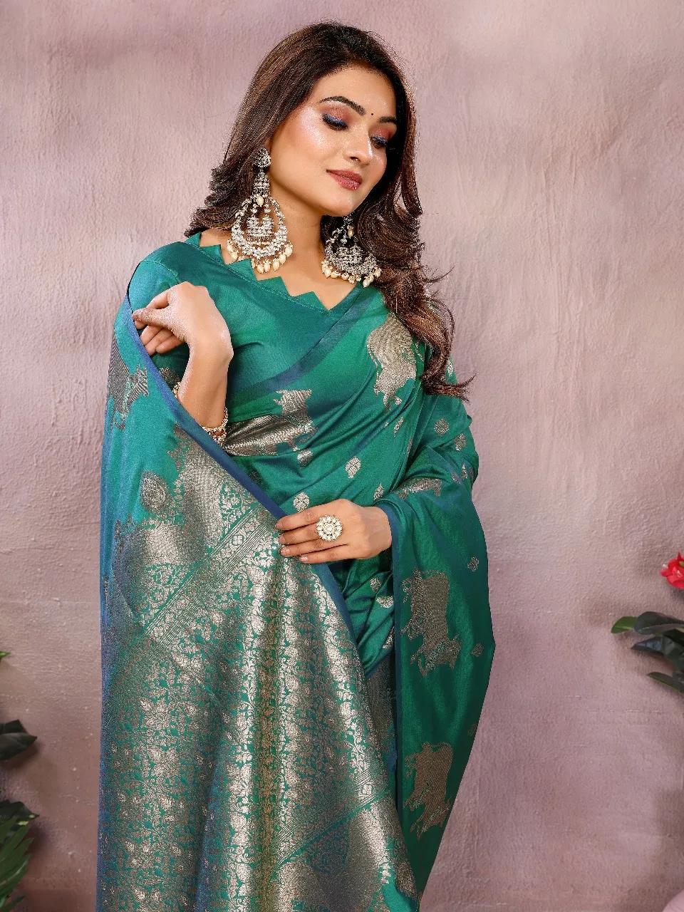 Buy Pure Banarasi Silk Saree with Soft Gala Weaving Work in Surat | Reseller Bazzar