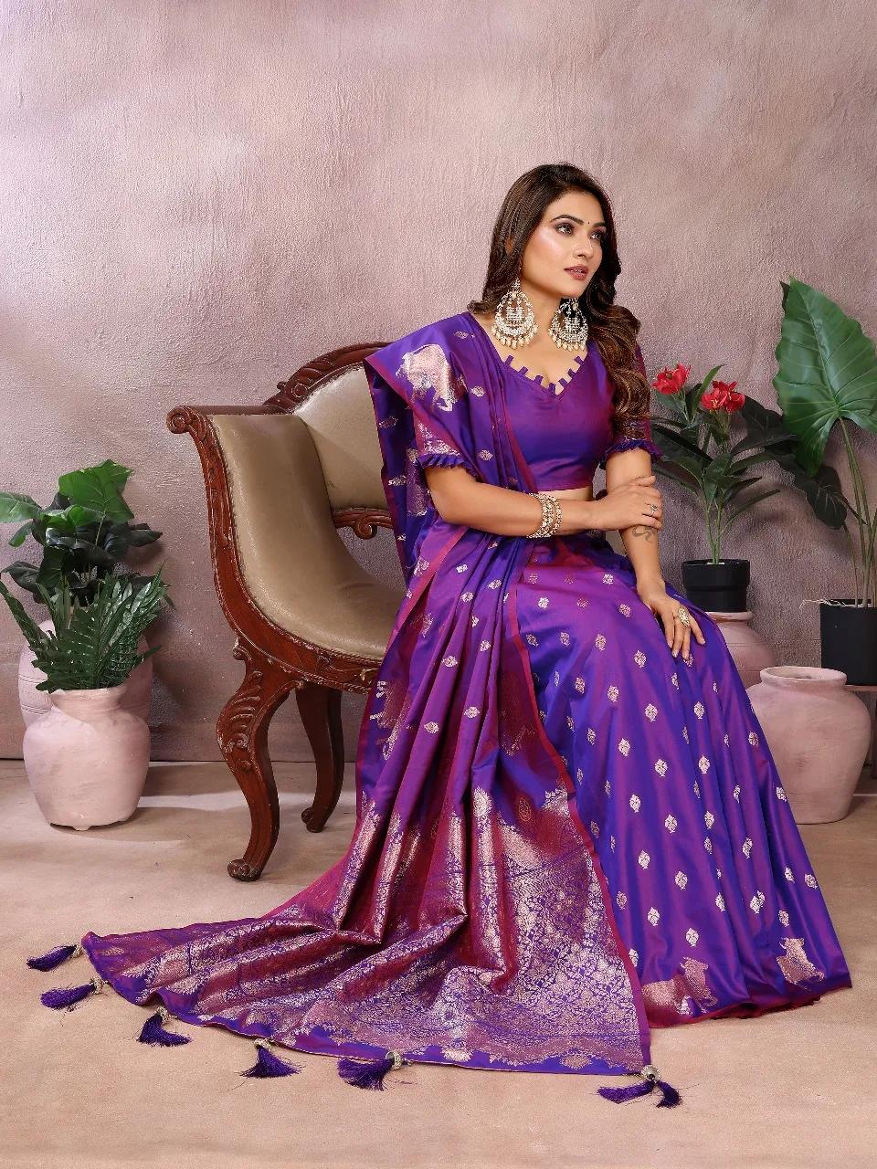 Pure Banarasi Silk Saree with Soft Gala Weaving Work - Image 3 in Surat
