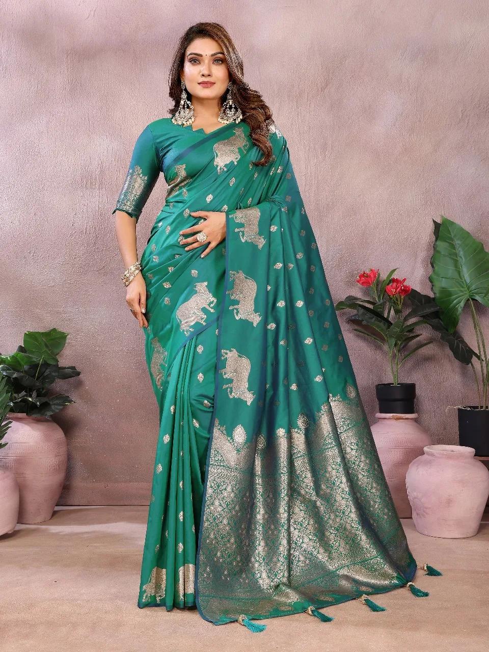 Pure Banarasi Silk Saree with Soft Gala Weaving Work - Image 4 in Surat