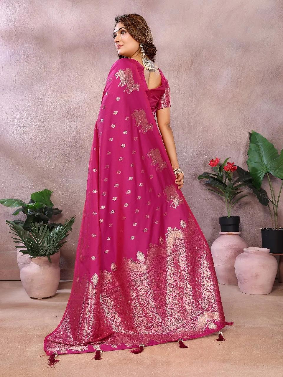 Pure Banarasi Silk Saree with Soft Gala Weaving Work - Image 7 in Surat