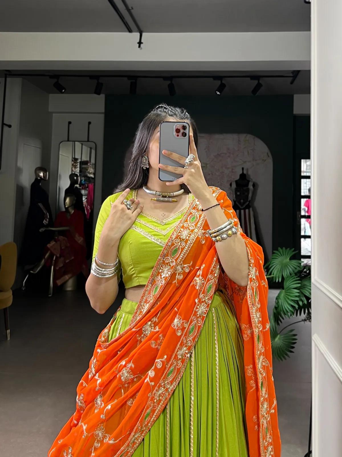 Navratri Rayon Lehenga Choli with Lace Work for Garba - Image 8 in Surat