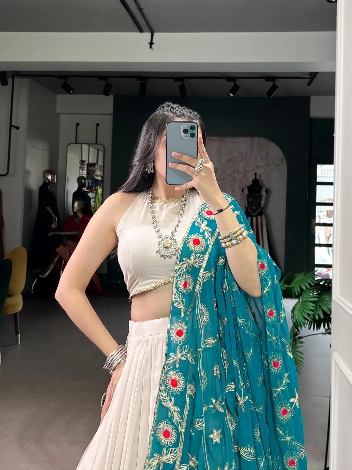 Navratri Rayon Lehenga Choli with Lace Work for Garba - Image 13 in Surat