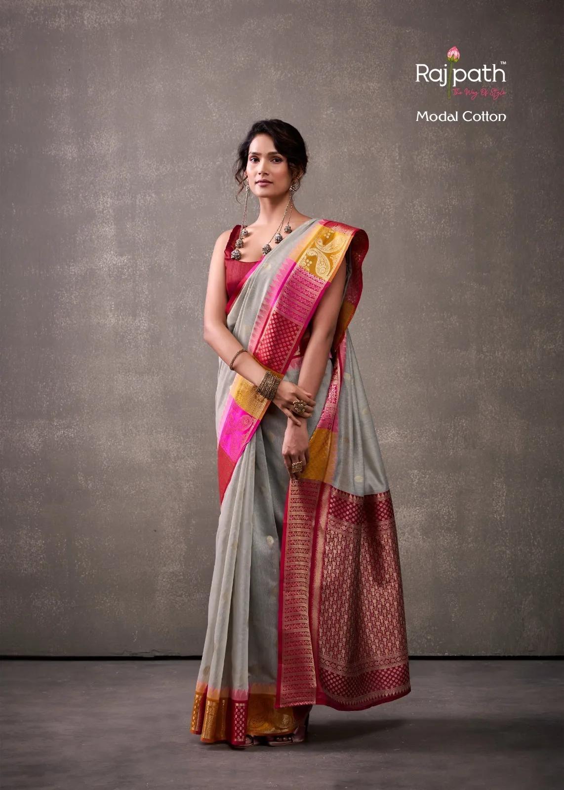 Tuti Fruti Modal Cotton Saree with Rainbow Weaving - Premium - Image 18 in Surat