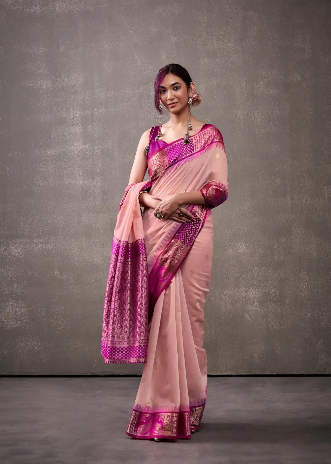 Tuti Fruti Modal Cotton Saree with Rainbow Weaving - Premium - Image 12 in Surat