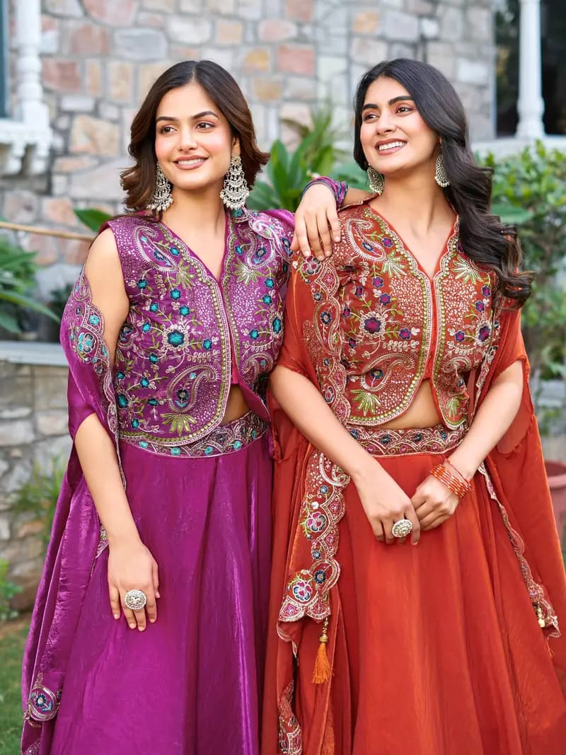 Buy Beautiful Sharara Skirt Lahenga Outfits in Surat | Reseller Bazzar