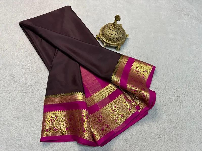 Pure semi crepe mysore silk saree - Image 10 in Hyderabad