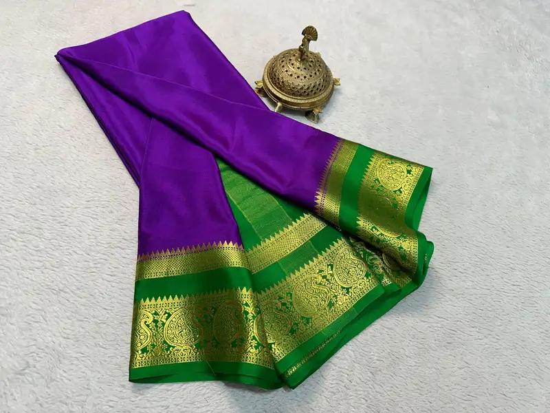 Pure Semi Crepe Mysore Silk Saree, Traditional Elegance - Image 7 in Hyderabad