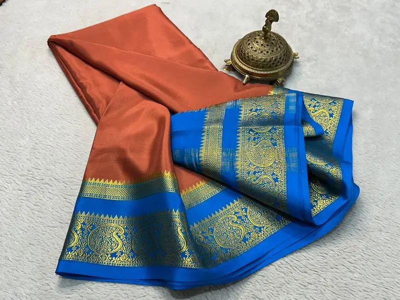 Pure Semi Crepe Mysore Silk Saree, Traditional Elegance - Image 3 in Hyderabad