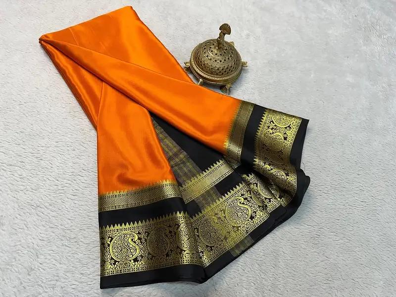 Pure Semi Crepe Mysore Silk Saree, Traditional Elegance - Image 2 in Hyderabad