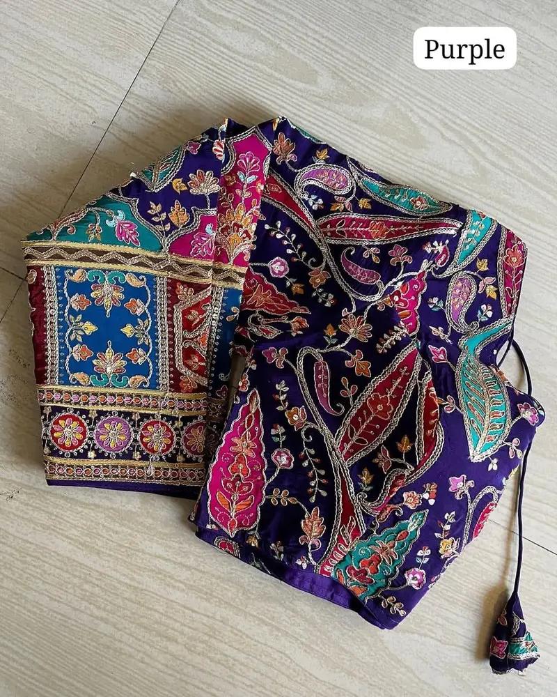 Zari Floral Design Printed Blouse for Sarees, Festive Wear - Image 9 in Hyderabad