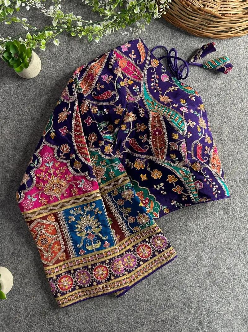 Buy Zari Floral Design Printed Blouse for Sarees, Festive Wear in Hyderabad | Reseller Bazzar