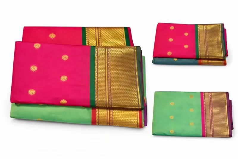 Traditional Banarasi Silk Saree with Zari Buttis and Border - Image 6 in Hyderabad