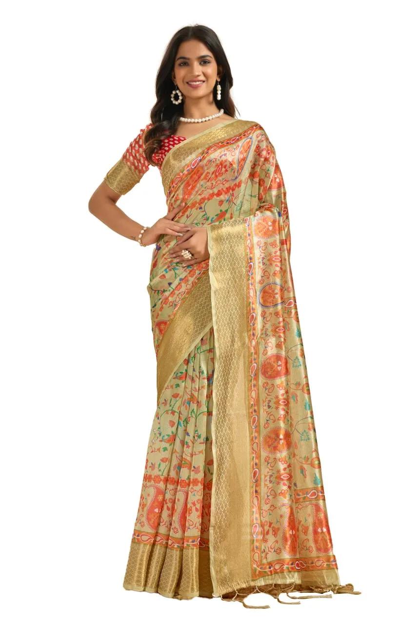 Soft Multicolor Print Silk Saree - Image 2 in Surat