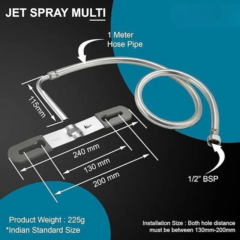 Multijet Stainless Steel Toilet Jet Bidet Spray with Hose - Image 7 in Surat