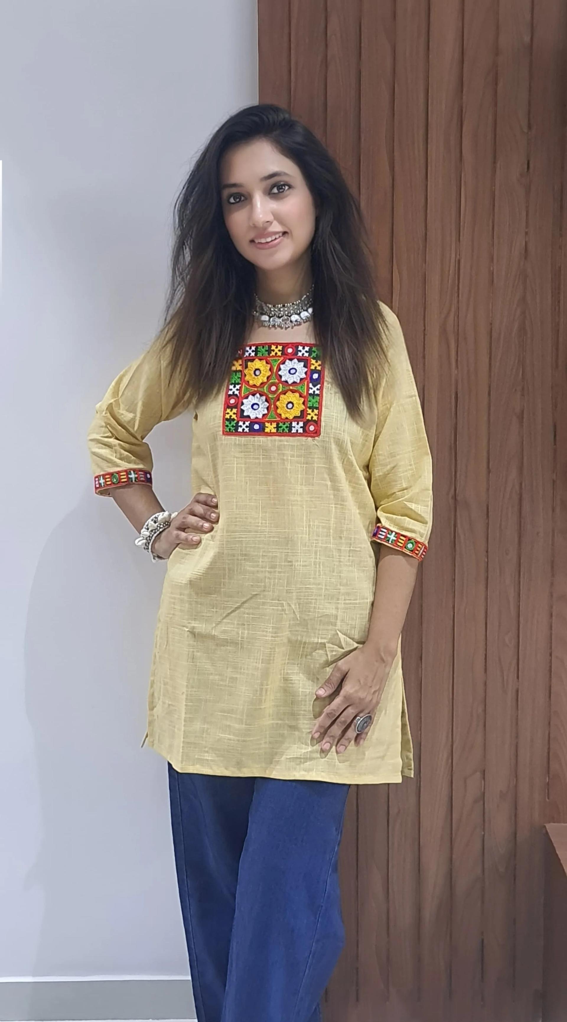 Navratri Special Cotton Slub Tunics with Patch Work for Women - Image 5 in Surat