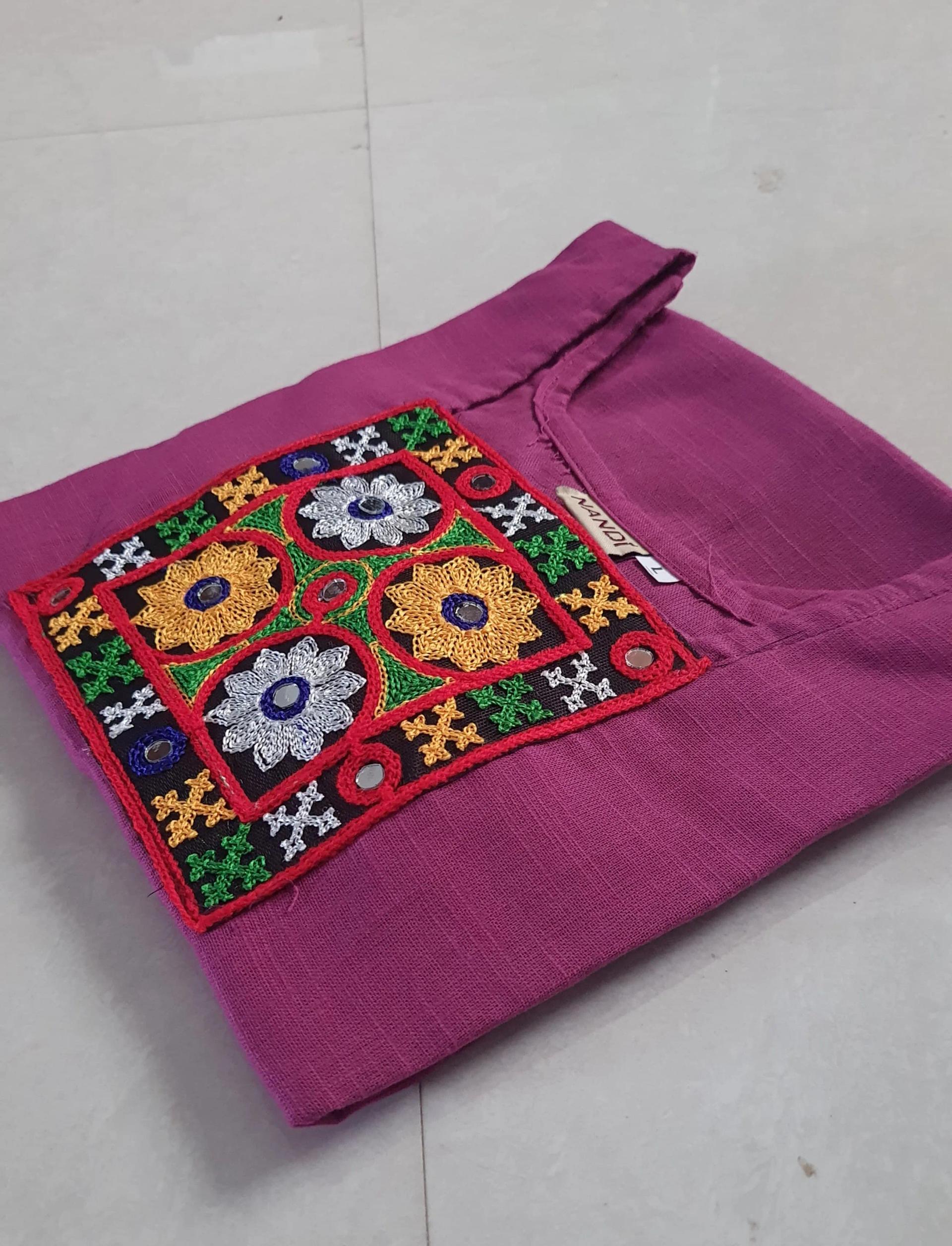 Navratri Special Cotton Slub Tunics with Patch Work for Women - Image 8 in Surat