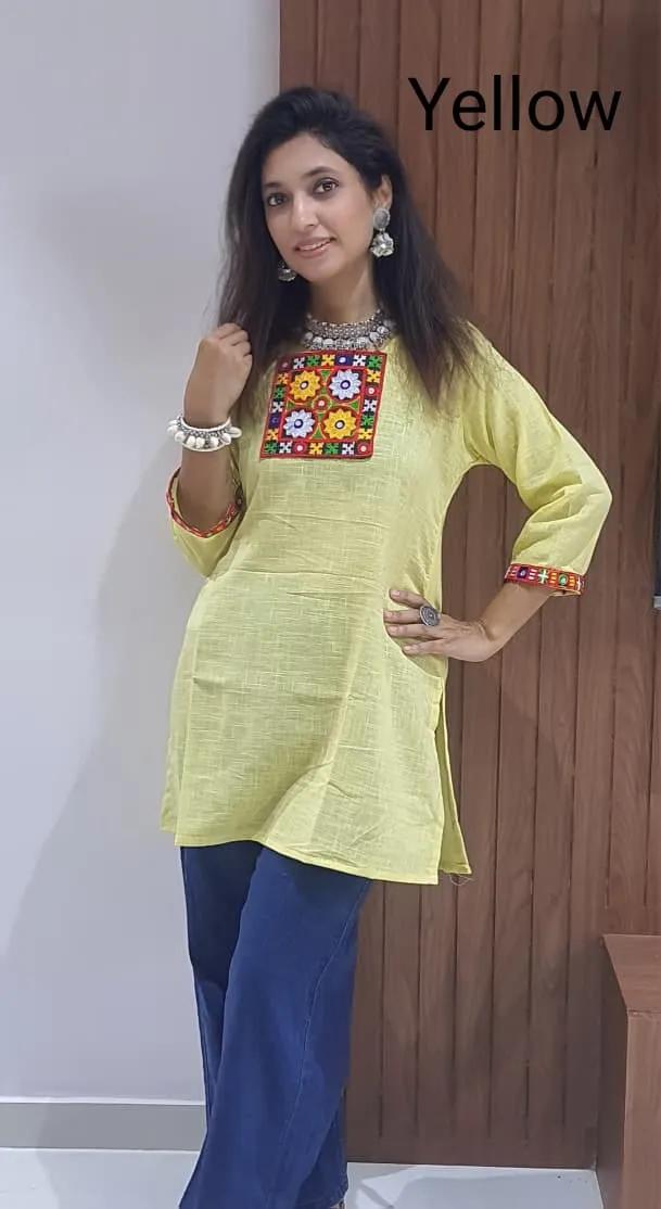 Navratri Special Cotton Slub Tunics with Patch Work for Women - Image 1 in Surat