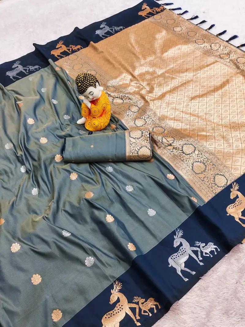 Premium Banarasi Zari Work Soft Silk Saree - Image 6 in Hyderabad