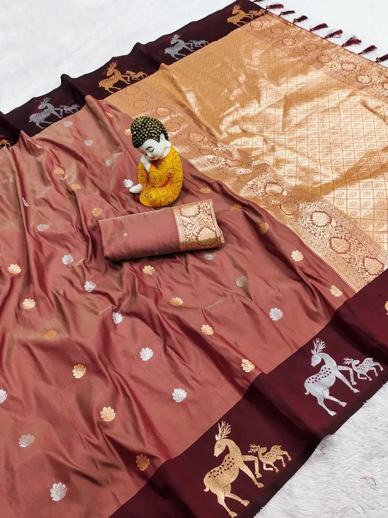 Premium Banarasi Zari Work Soft Silk Saree - Image 3 in Hyderabad