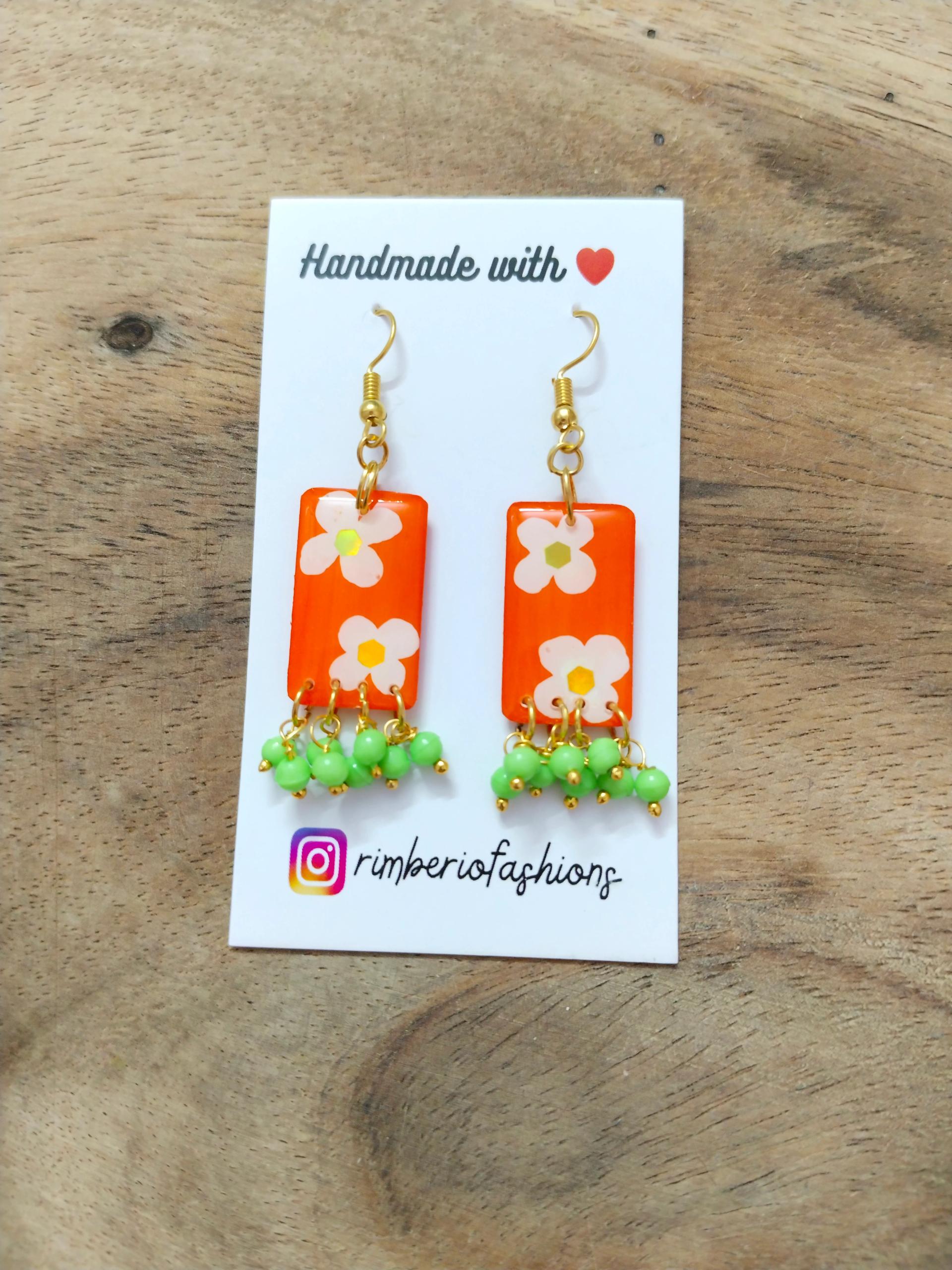 Handmade Resin Floral Earrings - Lightweight Hypoallergenic - Image 8 in Mumbai