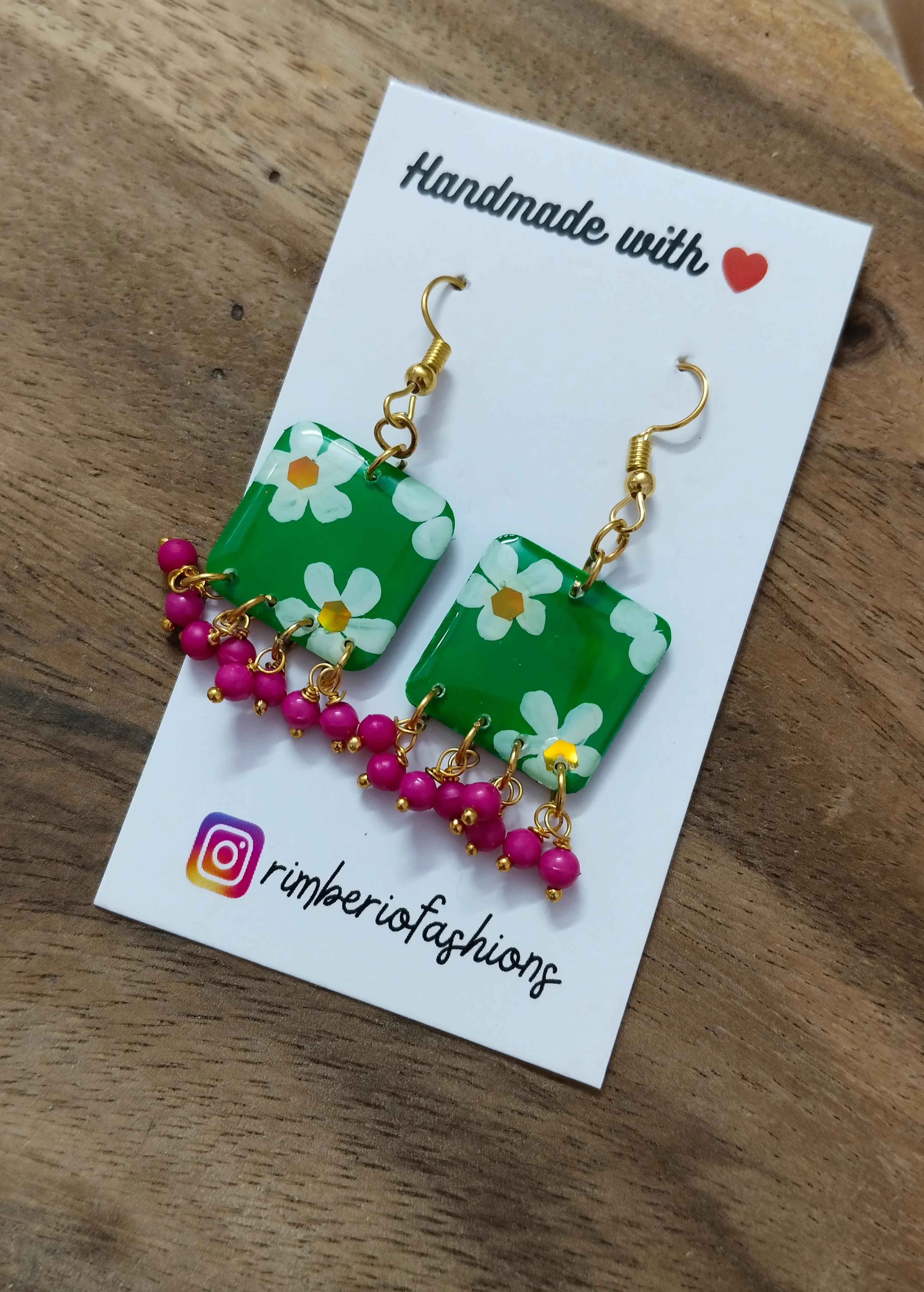 Handmade Resin Floral Earrings - Image 6 in Mumbai