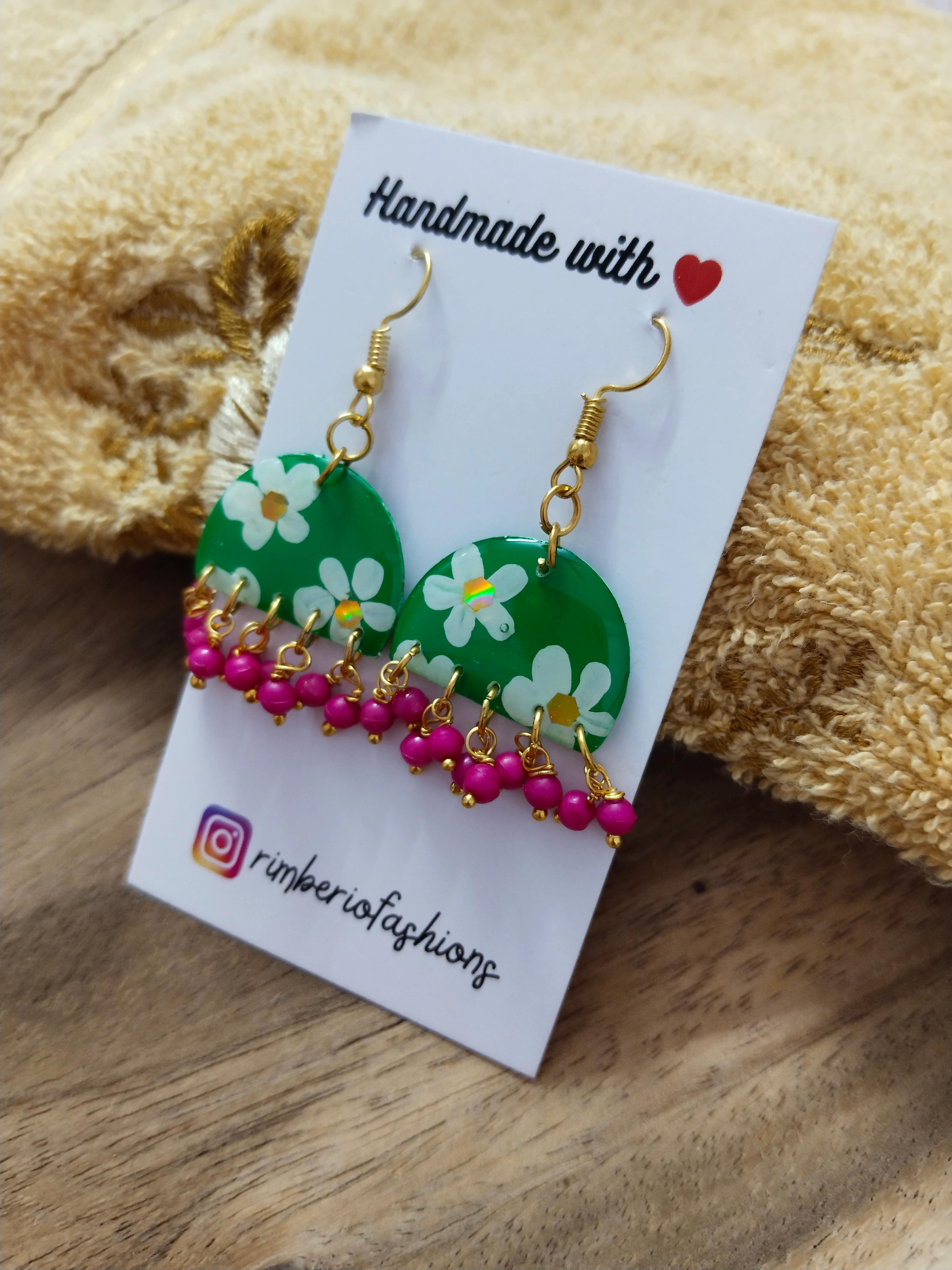 Handmade Resin Floral Earrings - Image 5 in Mumbai