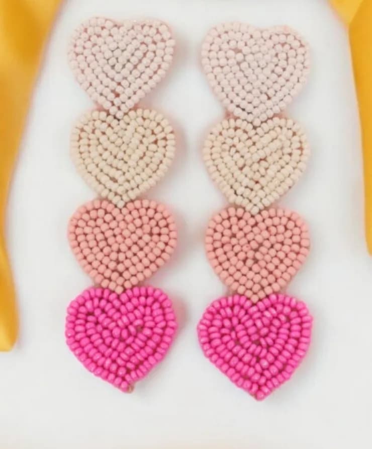 Buy Beaded heart layered earrings in Mumbai | Reseller Bazzar