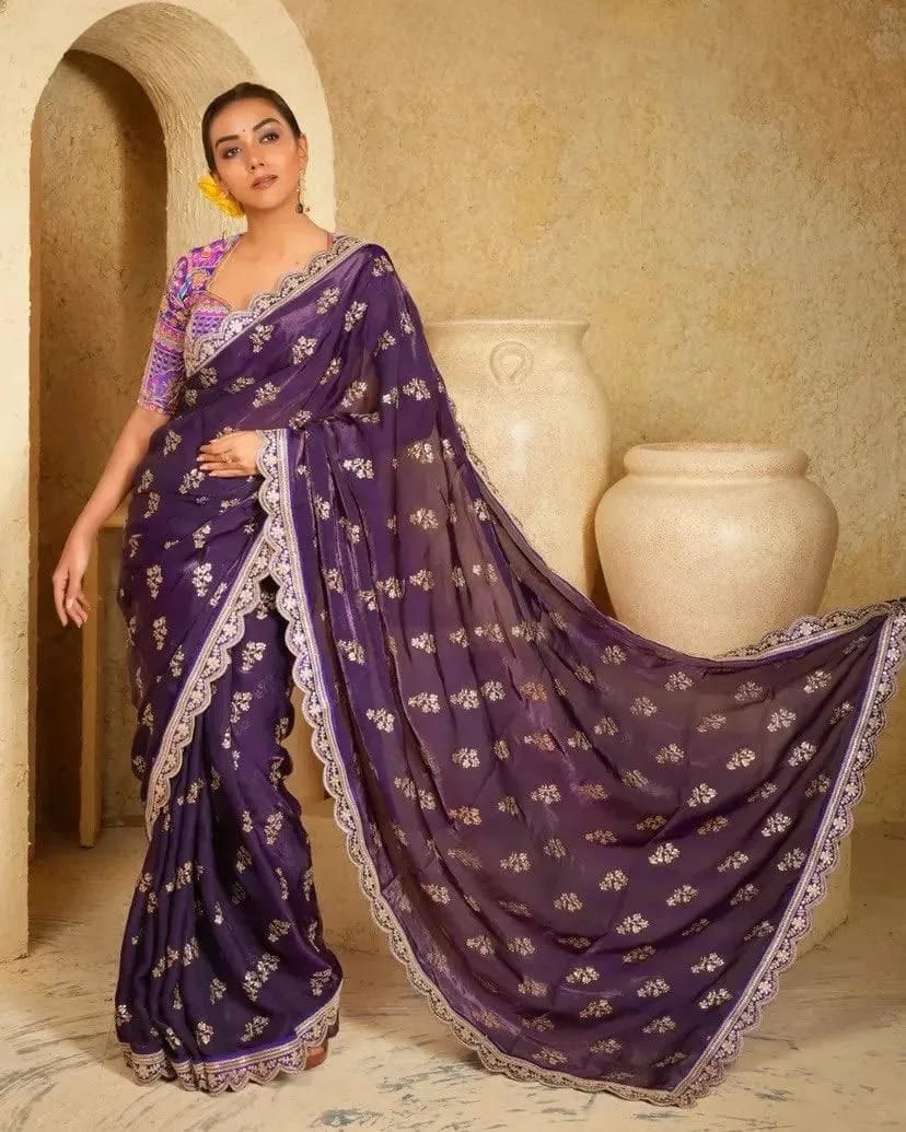 Buy Premium fendy satin fabric Saree in Surat - Reseller Bazzar