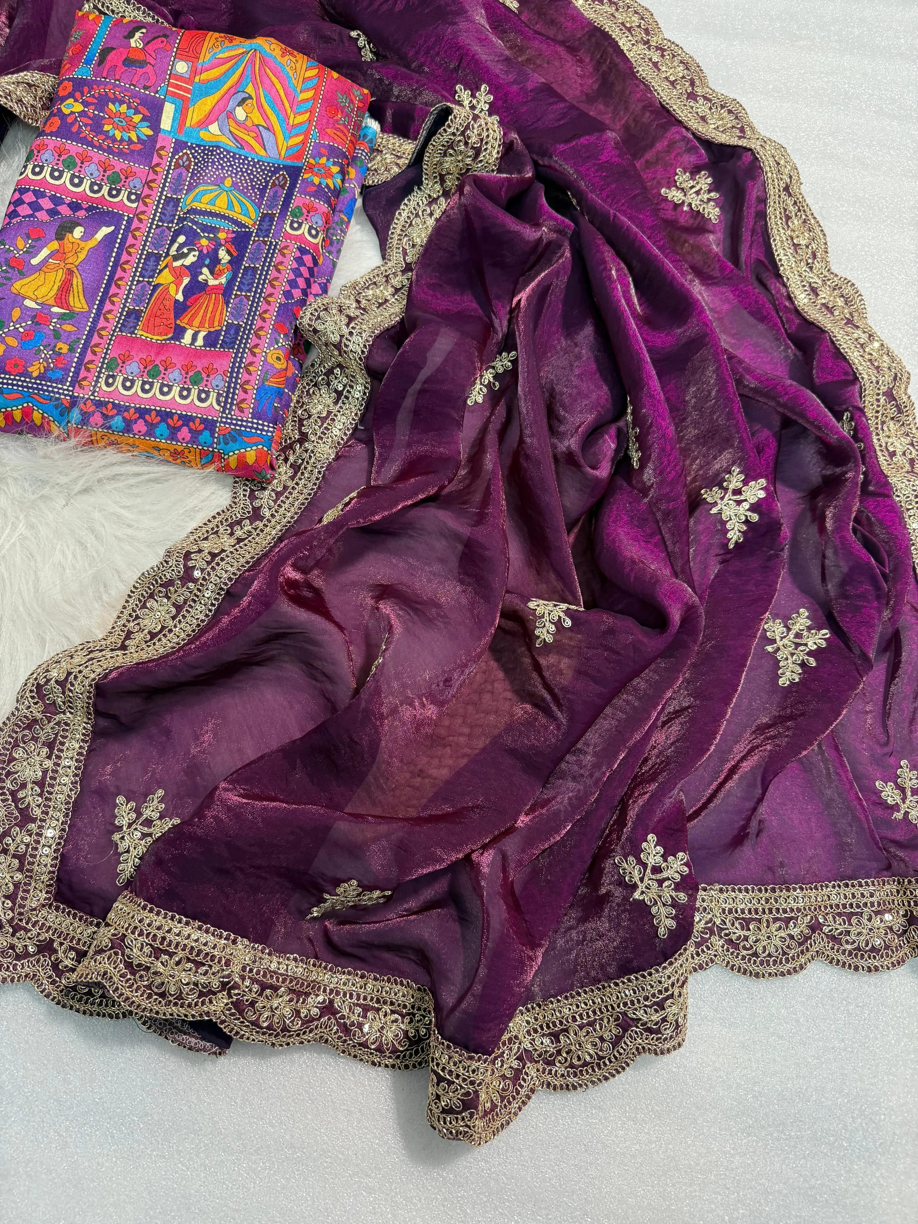 Buy Premium fendy satin fabric Saree in Surat - Reseller Bazzar