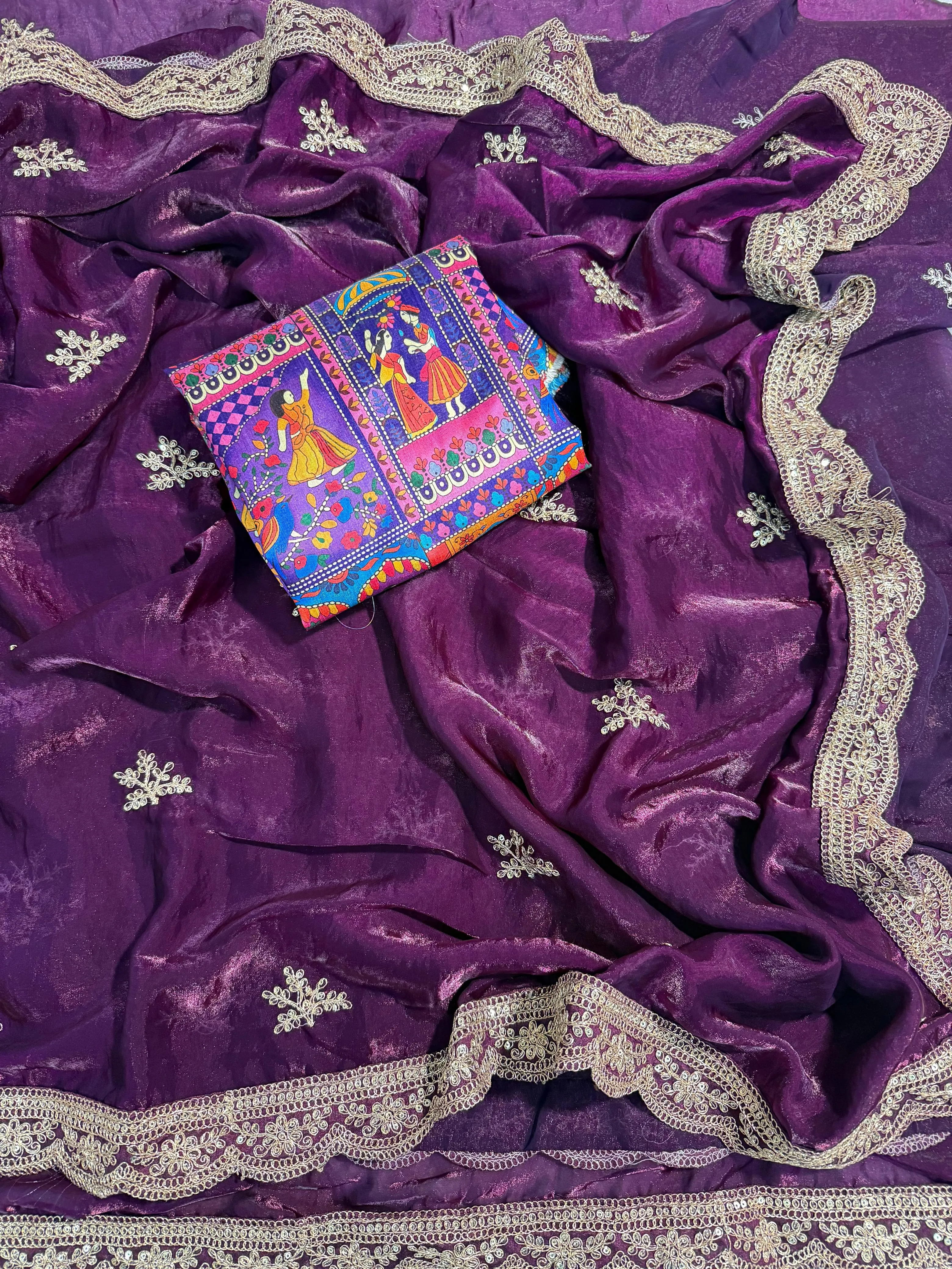 Buy Premium fendy satin fabric Saree in Surat - Reseller Bazzar