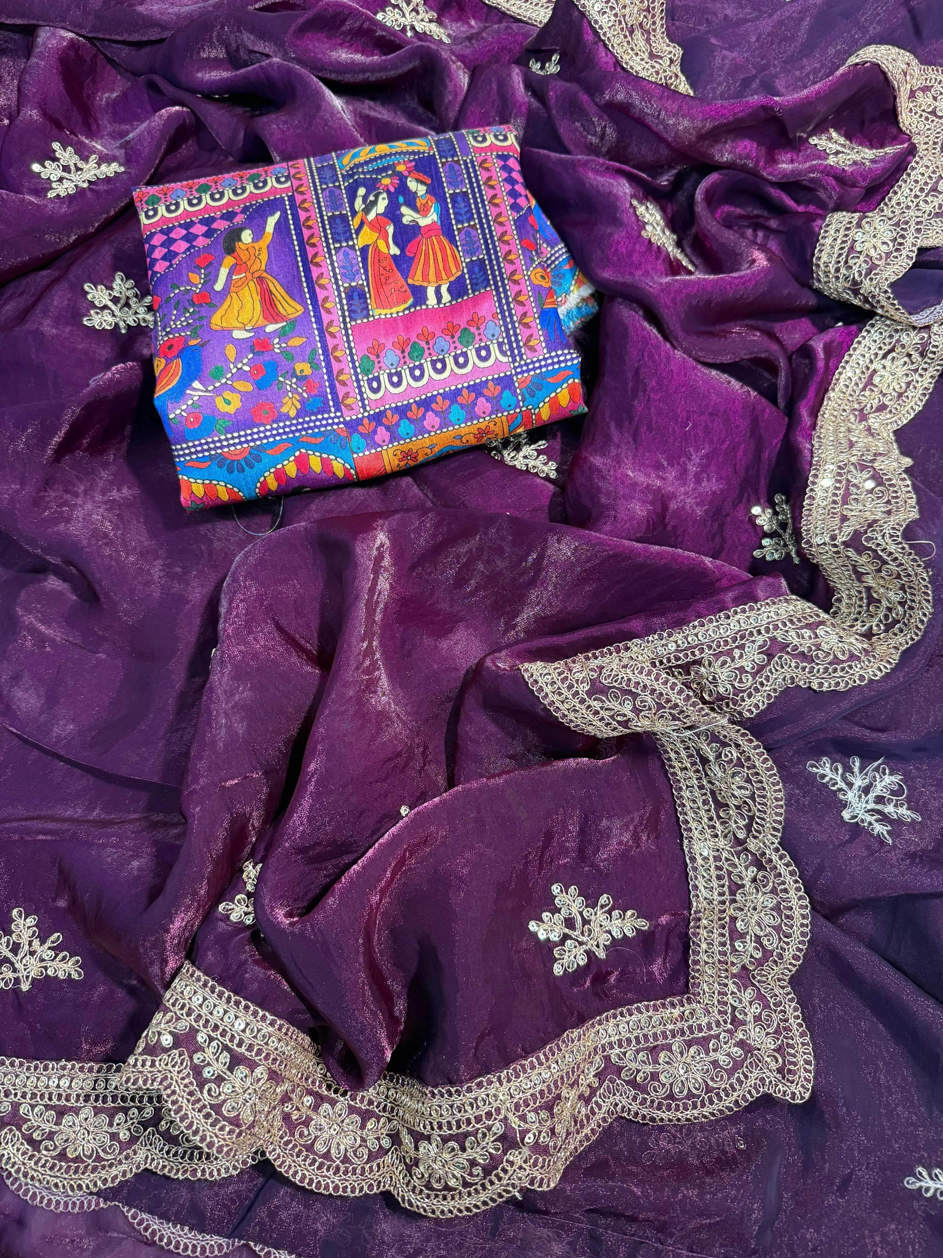 Buy Premium fendy satin fabric Saree in Surat - Reseller Bazzar