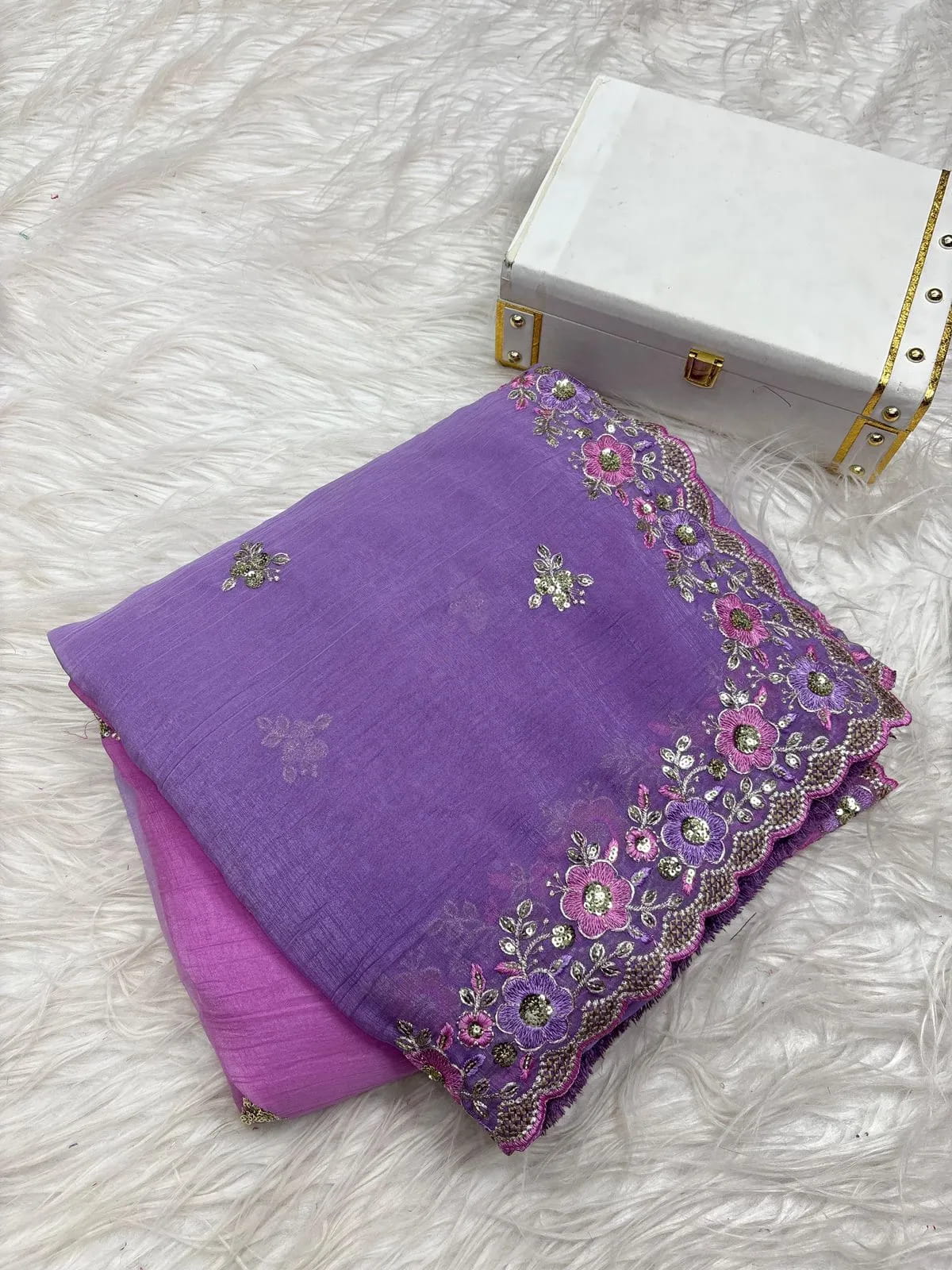 Buy Embroidered Velvet Premium Saree in Surat - Reseller Bazzar