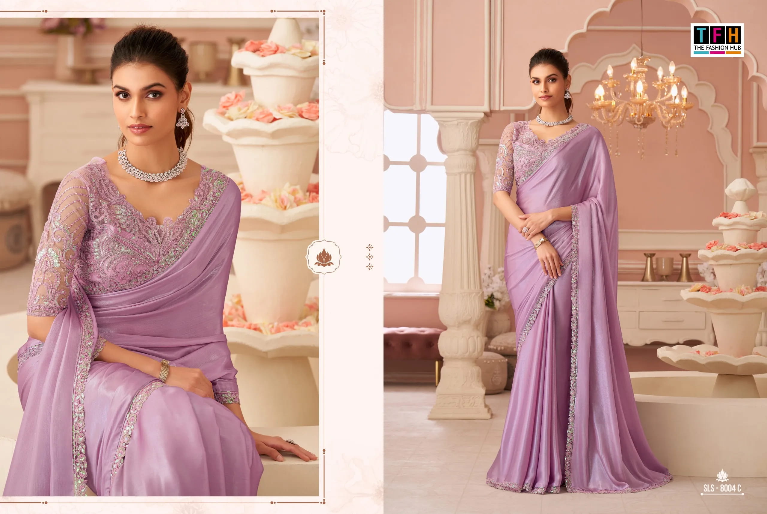 Buy Silver Chiffon Shimmer Premium Saree in Surat - Reseller Bazzar