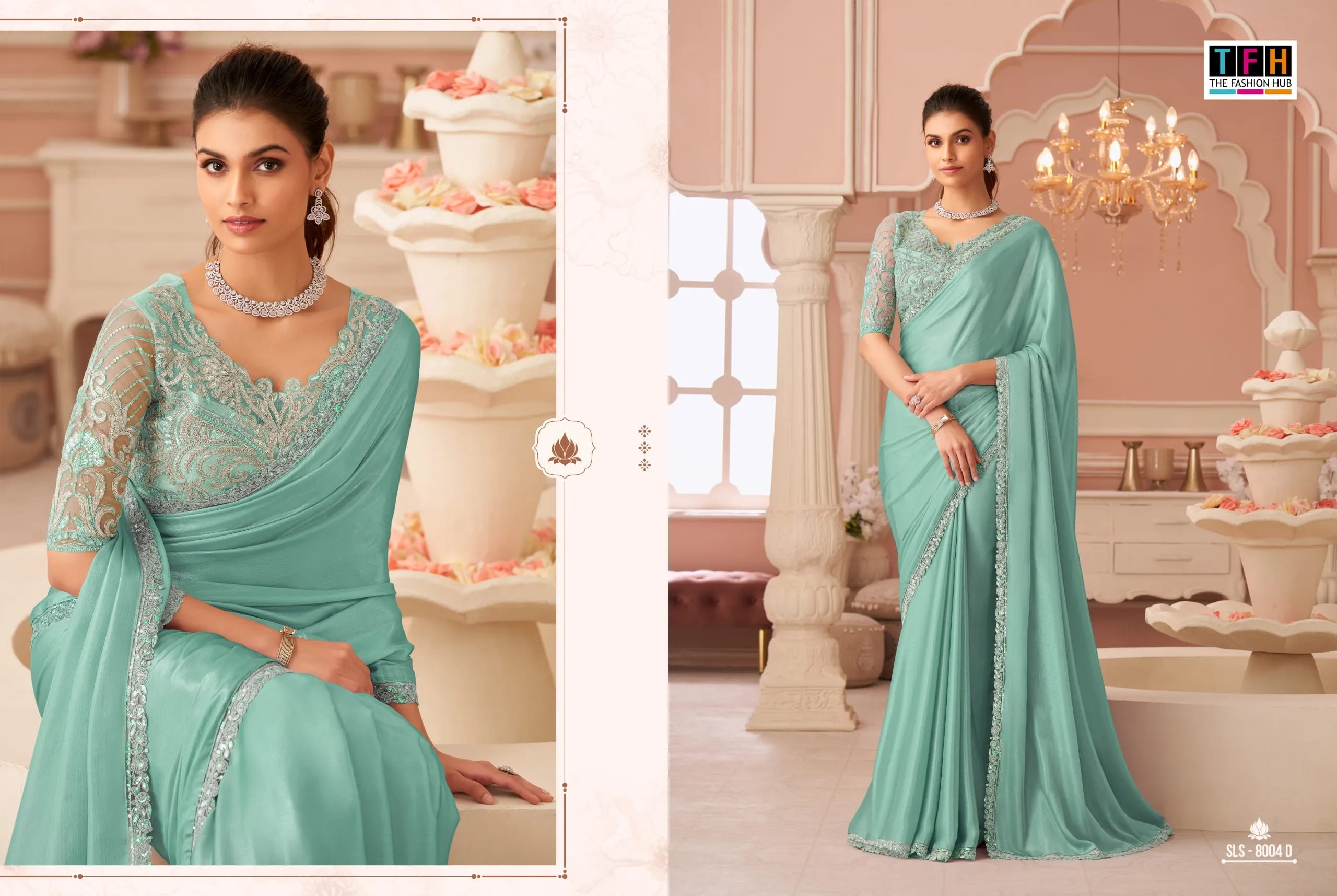 Buy Silver Chiffon Shimmer Premium Saree in Surat - Reseller Bazzar