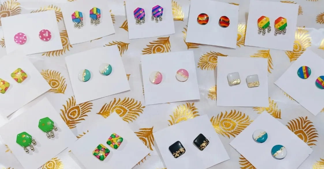 Buy Handmade Resin Stud Earrings in Mumbai - Reseller Bazzar