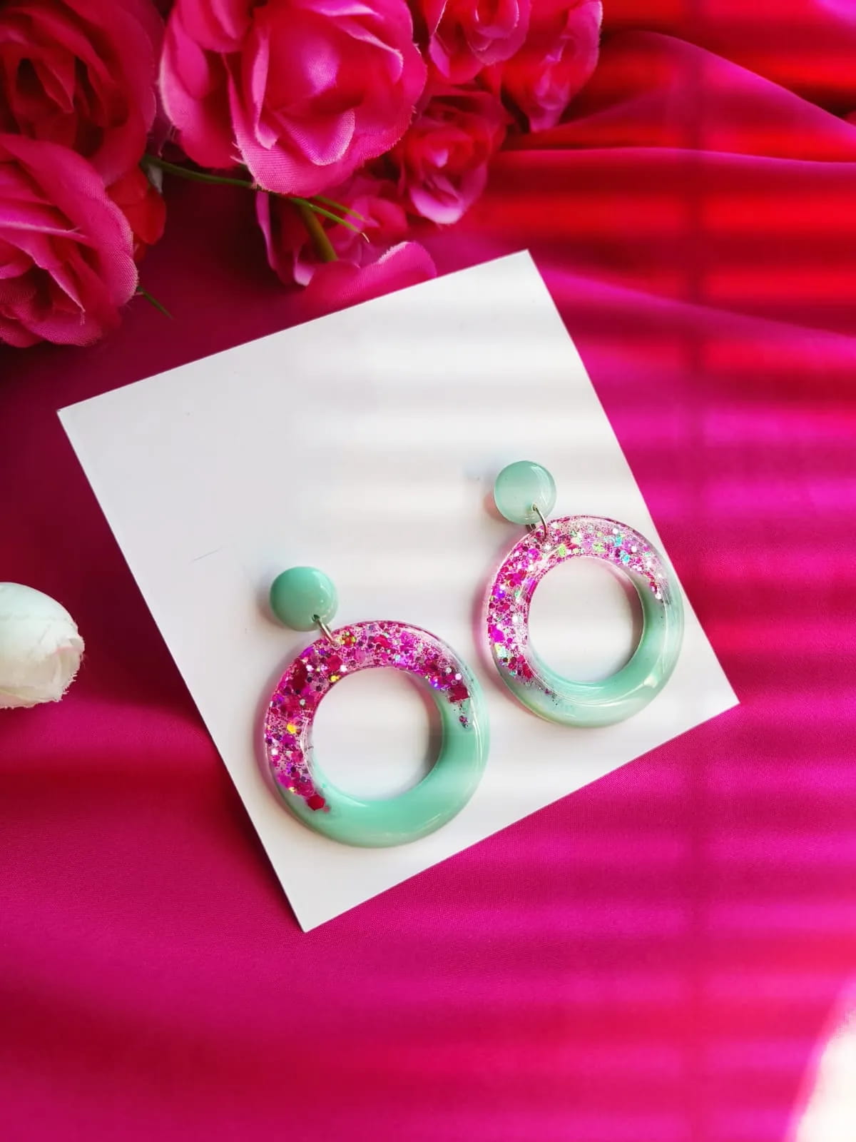 Buy Resin Glittery Earrings in undefined | Reseller Bazzar