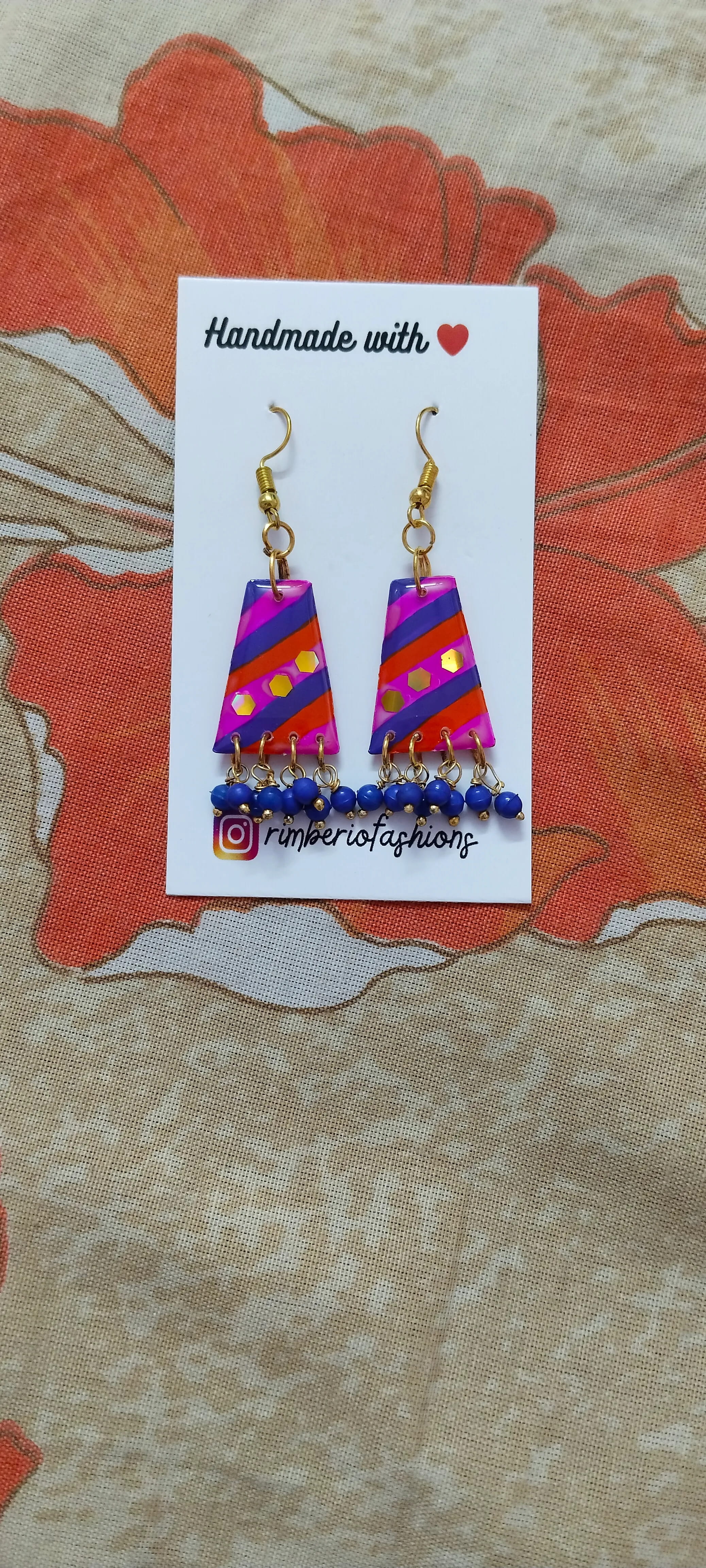 Buy Handmade Resin Leheriya Earrings in undefined | Reseller Bazzar