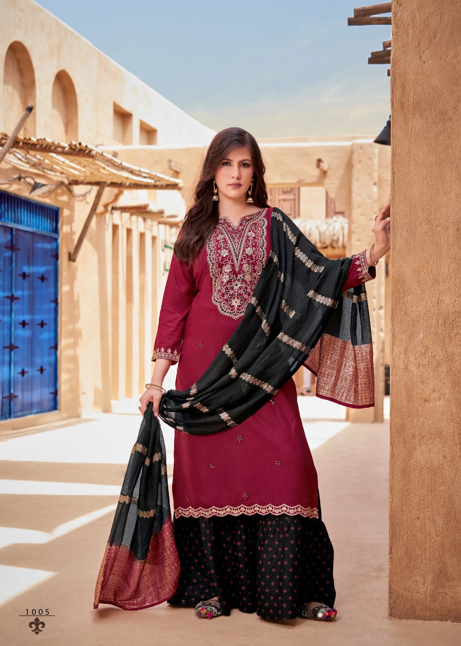 Rang Rasiya Rayon Salwar Suit with Embroidered Sharara in Surat
