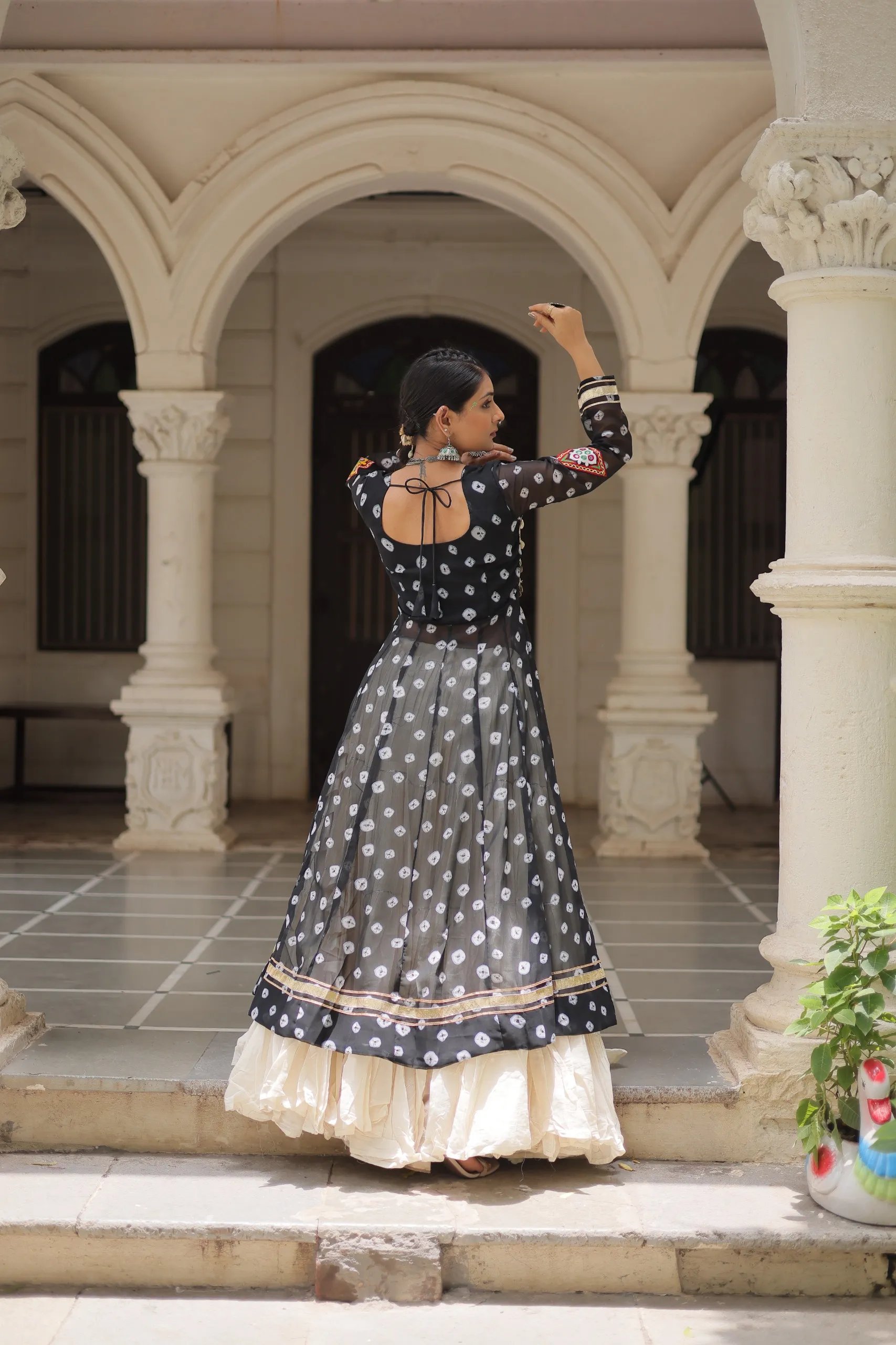 Designer Navratri Kora Cotton Lehenga Choli with Kutchi Work in Surat