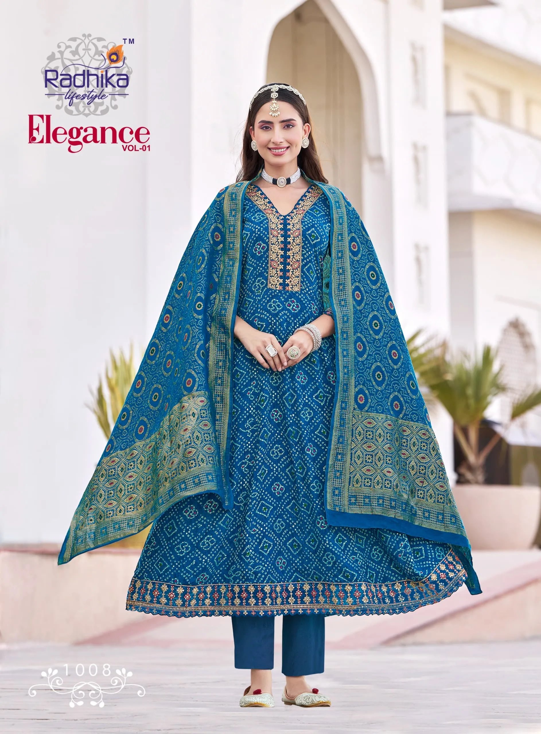 Pure Cotton Anarkali Gown Set with Pant and Dupatta in Surat