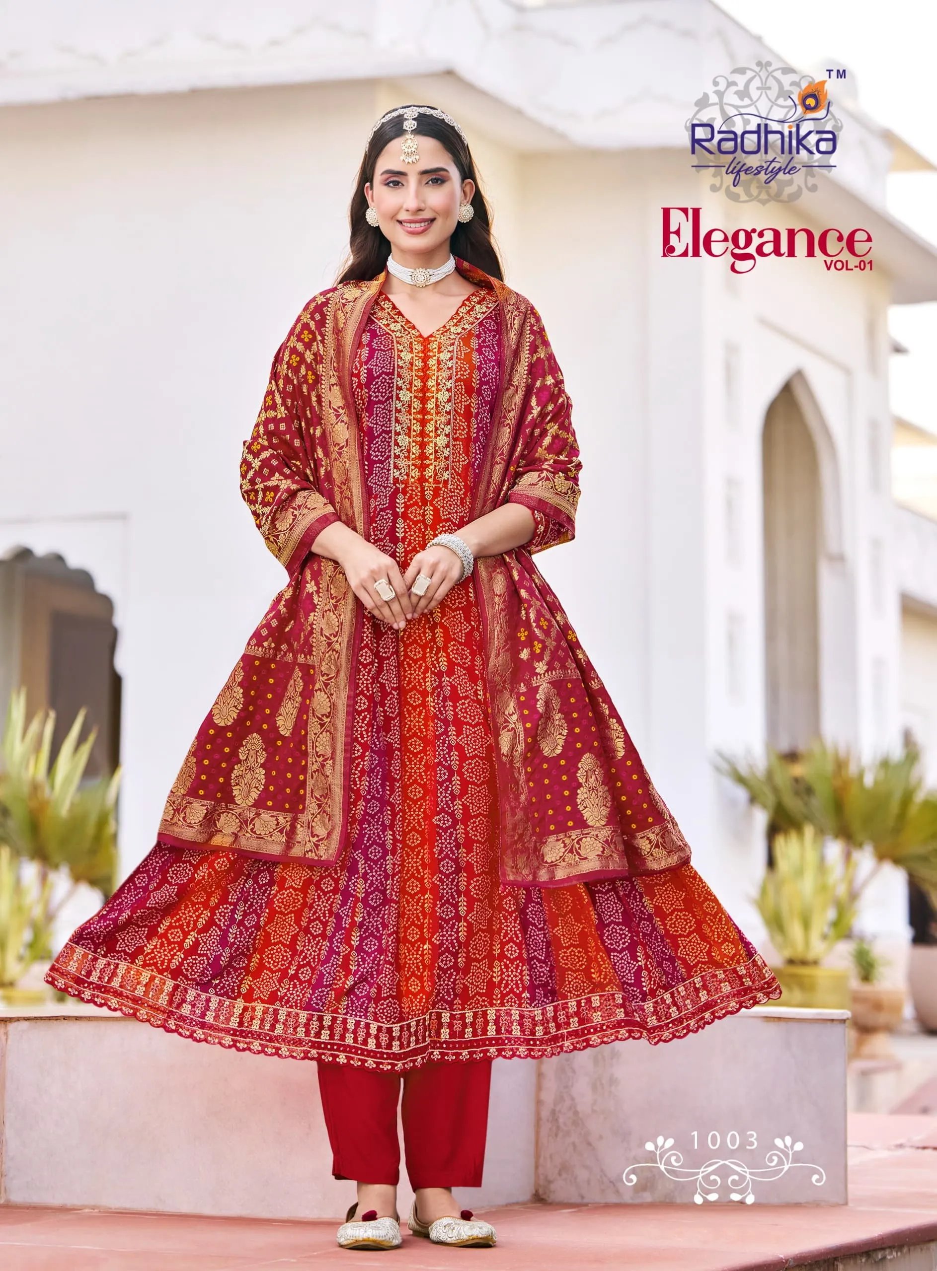 Pure Cotton Anarkali Gown Set with Pant and Dupatta in Surat