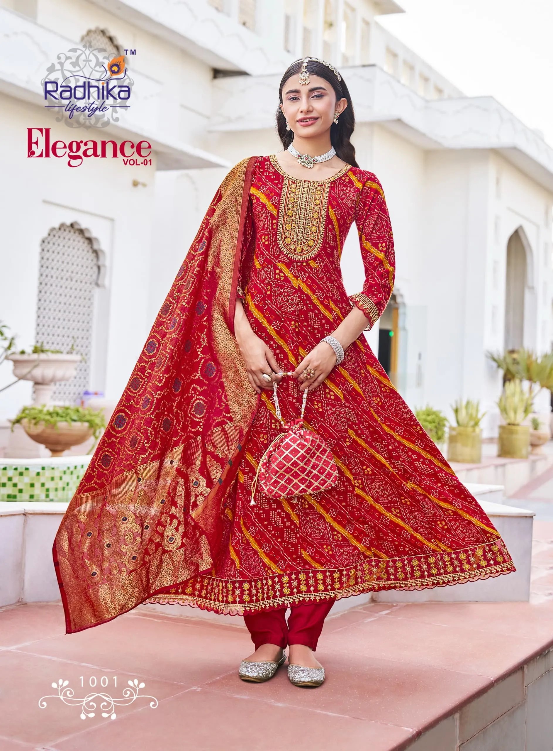 Pure Cotton Anarkali Gown Set with Pant and Dupatta in Surat