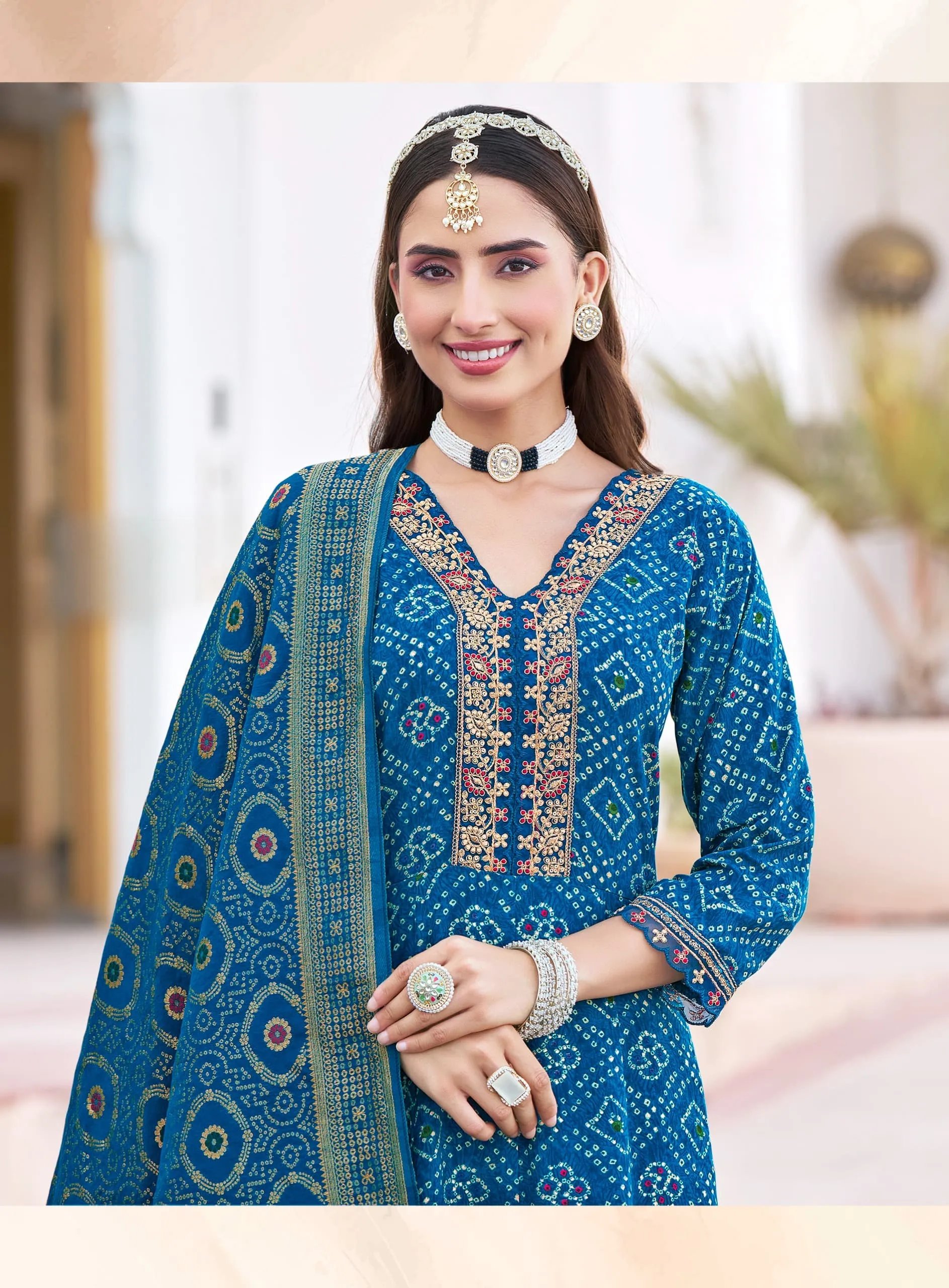 Pure Cotton Anarkali Gown Set with Pant and Dupatta in Surat