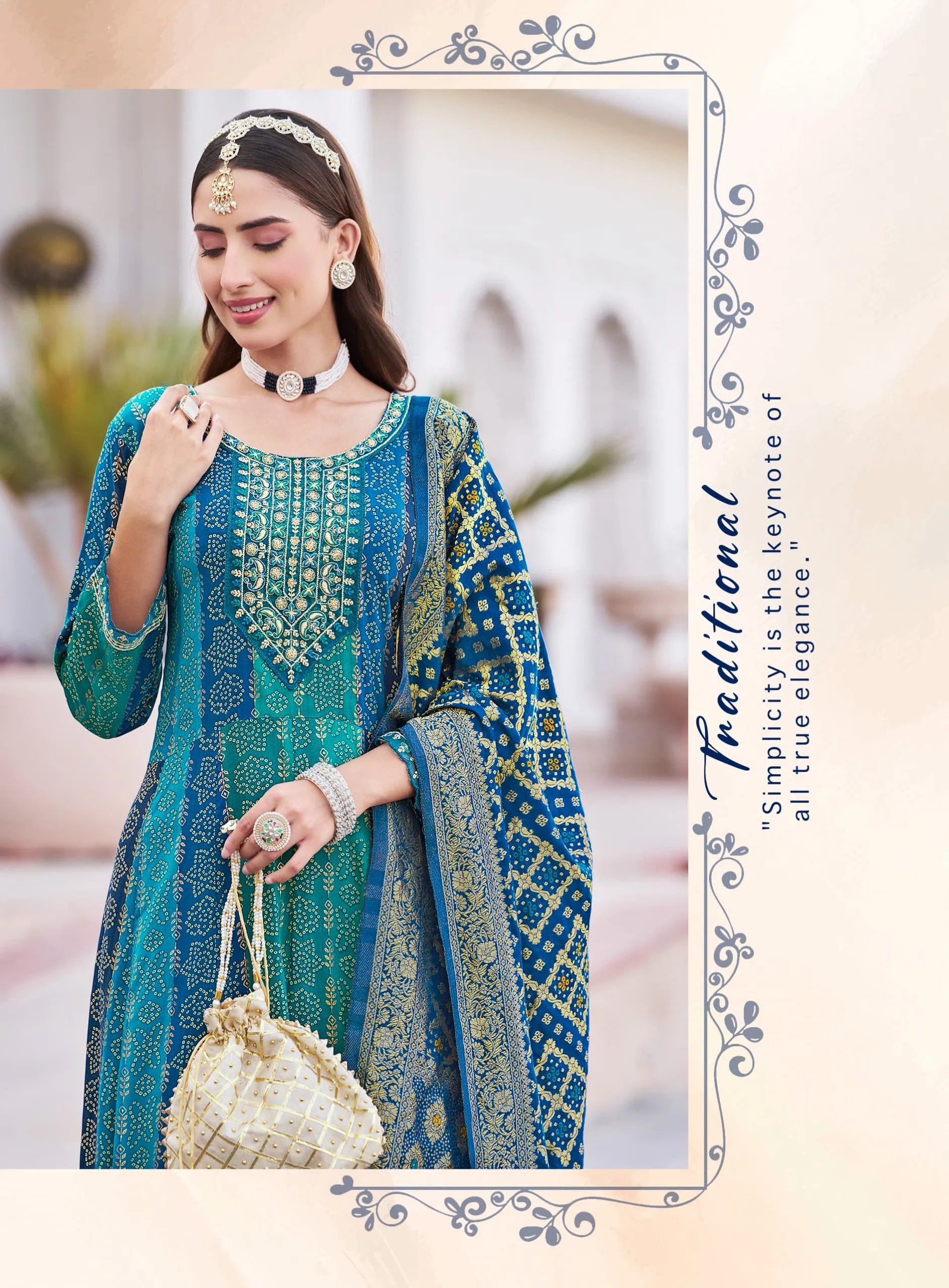 Pure Cotton Anarkali Gown Set with Pant and Dupatta in Surat