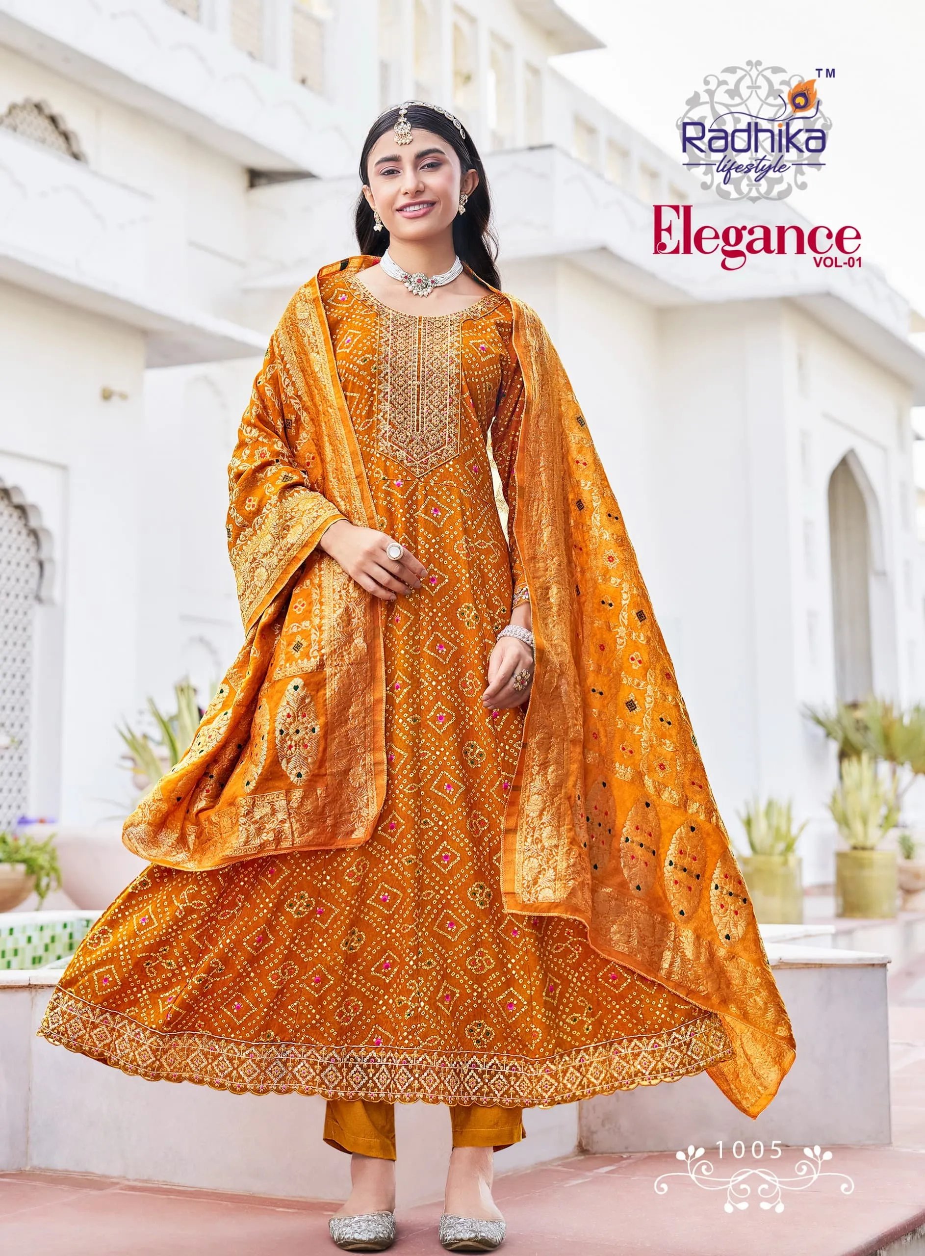 Pure Cotton Anarkali Gown Set with Pant and Dupatta in Surat