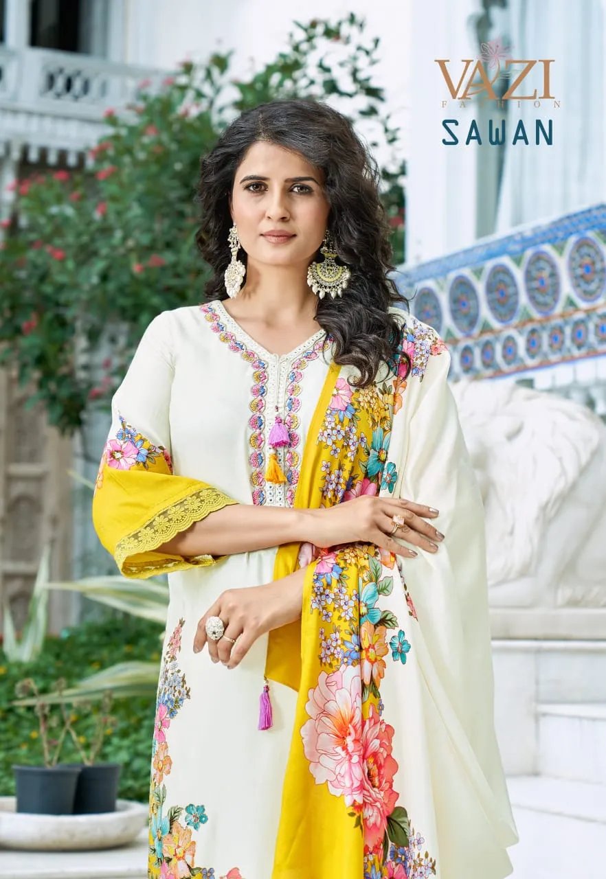 Luxury Festival Salwar Suit with Aari Handwork in Viscose Muslin in Surat