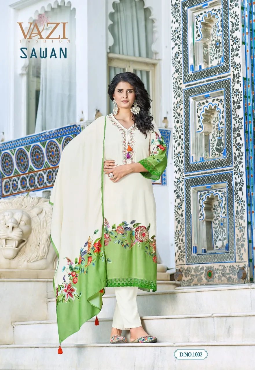 Luxury Festival Salwar Suit with Aari Handwork in Viscose Muslin in Surat